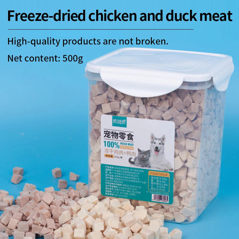 Cat snacks pet freeze-dried 500g freeze-dried barrel chicken chicken breast quail spring fish raw