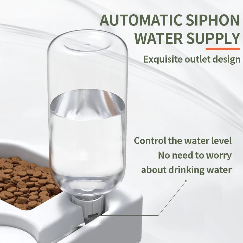 Dog pet automatic water dispenser, pet feeding bowl, feeding and drinking at the same time without taking up space