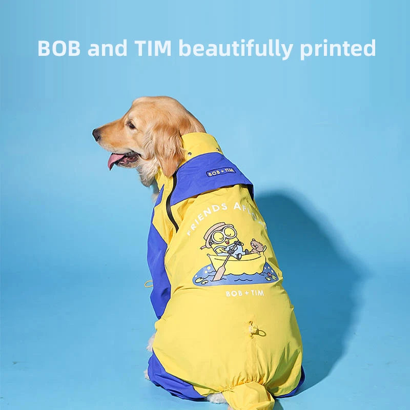 Dog Raincoat Printed Waterproof Raincoat Medium and Large Dogs.