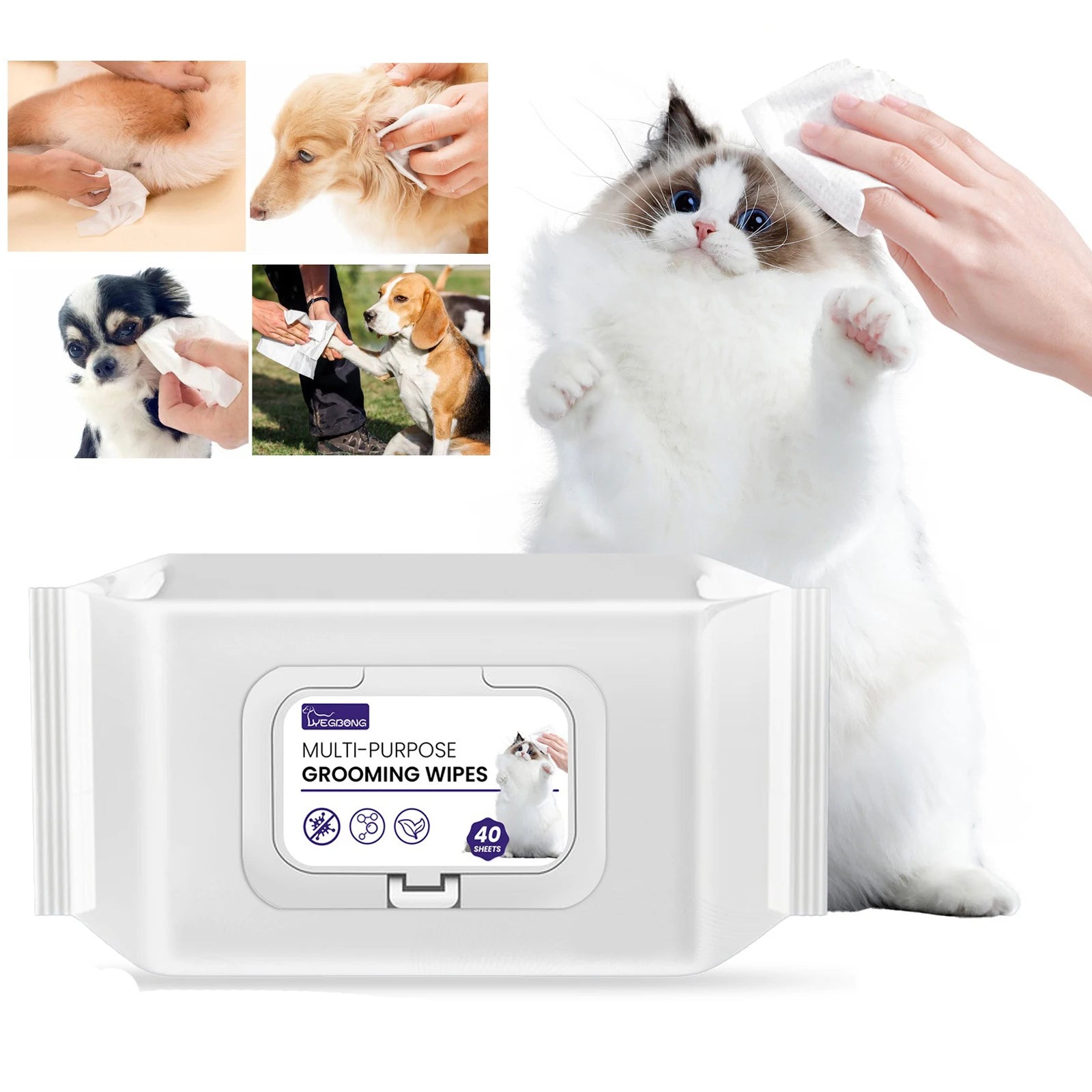 Pet Cleaning Wipes Multi Purpose Easy To Carry Natural Ingredients Gentle Non Irritating Dogs Cats Deodorizing Cleaning Eye Wipe