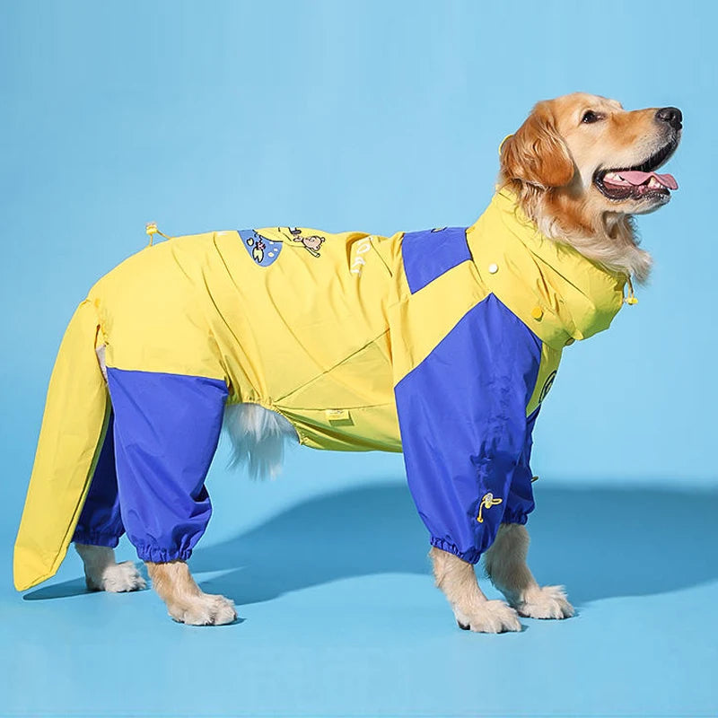 Dog Raincoat Printed Waterproof Raincoat Medium and Large Dogs.