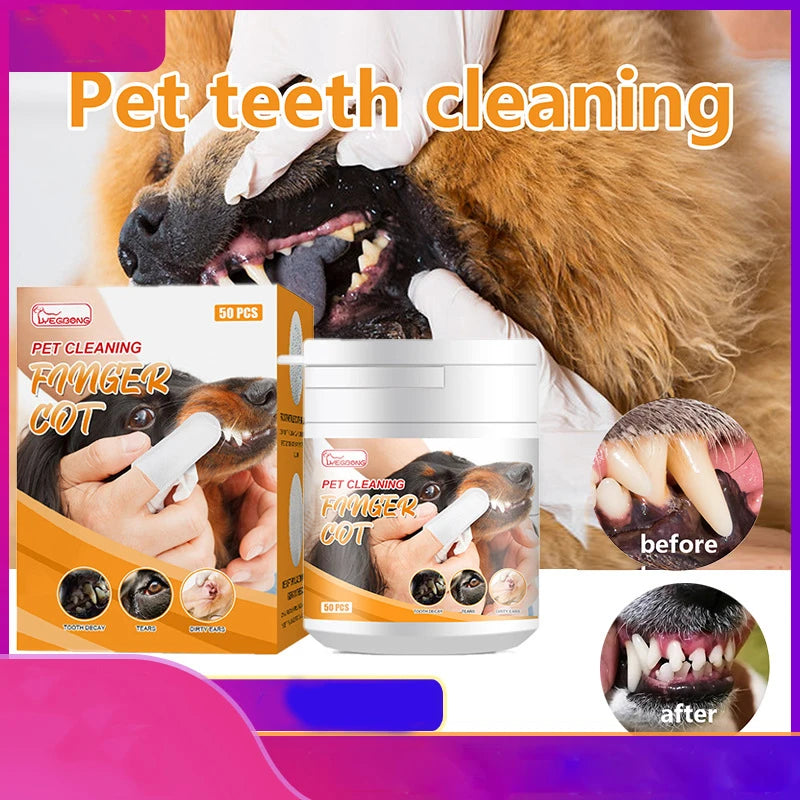 Pet Cleaning Finger Cots, Wet Wipes, Dog Teeth Cleaning, Cat Fresh Breath, Tartar Removal, Ear Cleaning, Pet Cleaning Gloves