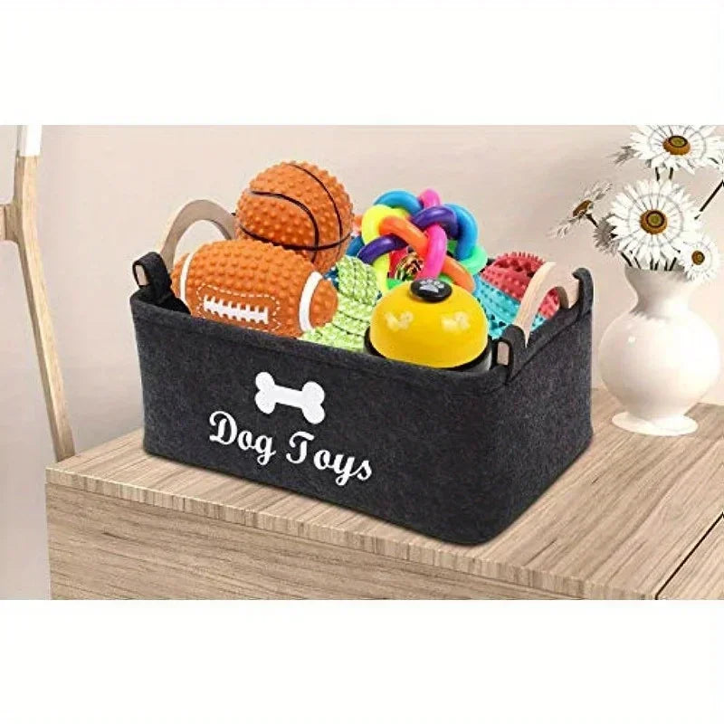 Felt pet toy box, dog toy box, storage basket box - perfect for organizing pets