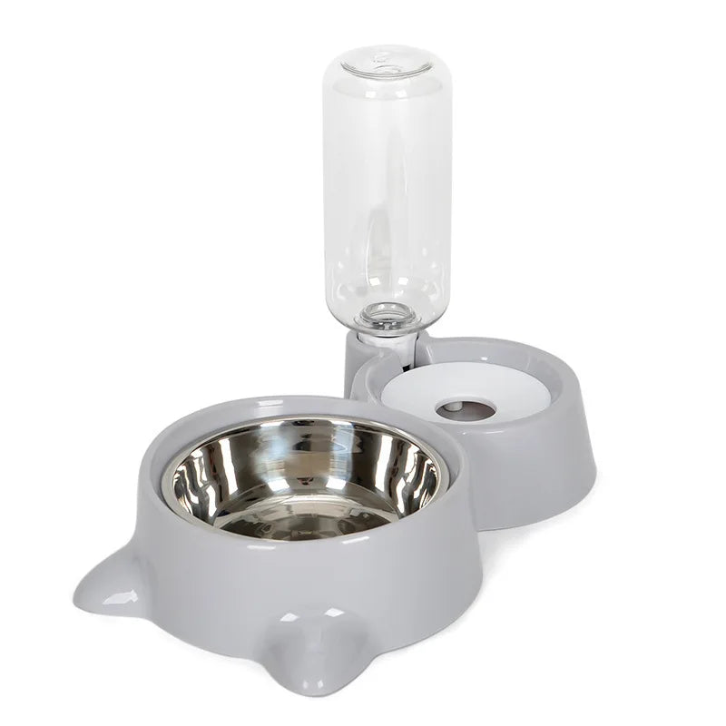 2-in-1 Cat Bowl Water Dispenser Automatic Water Storage Pet Dog Cat Food Bowl Food Container with Waterer Pet Waterer Feeder