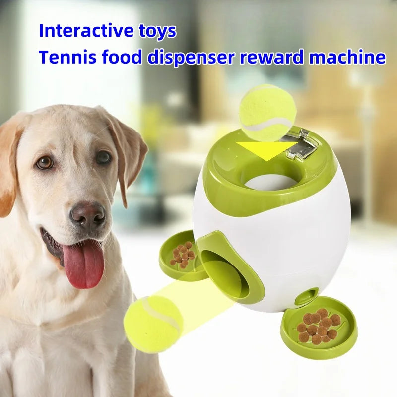 Pet dog tennis feeding device, training machine.