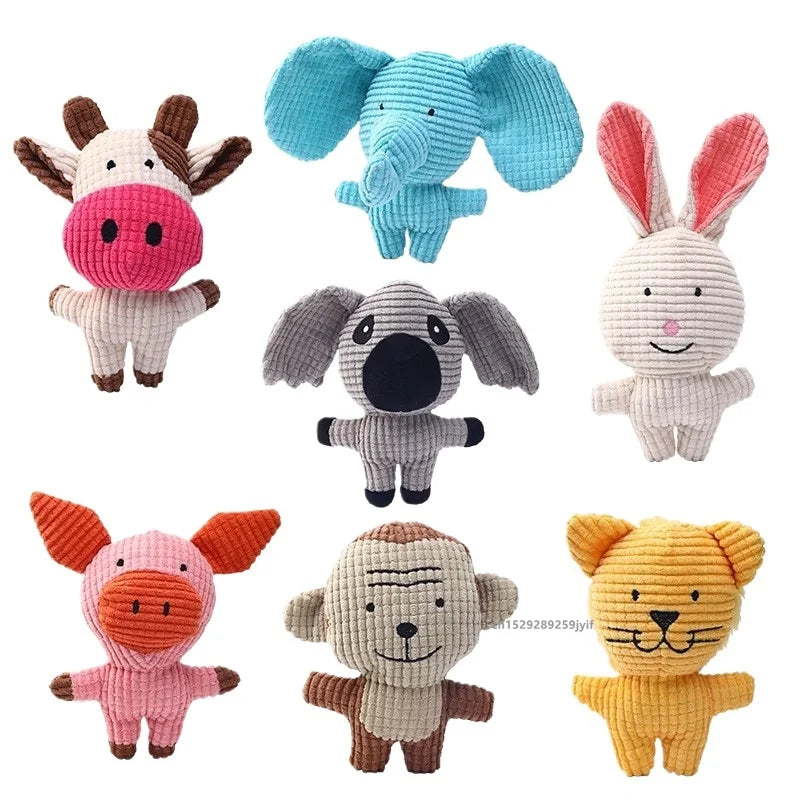 Pet Toys Animals Shape Bite Resistant Squeaky Toys Teeth Grinding Plush Dog Toy for Small Large Puppy Pets Training Accessories