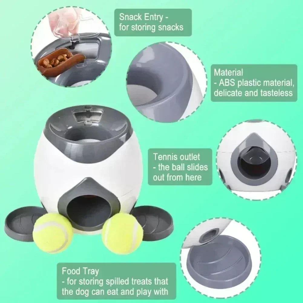 Pet dog tennis feeding device, training machine.