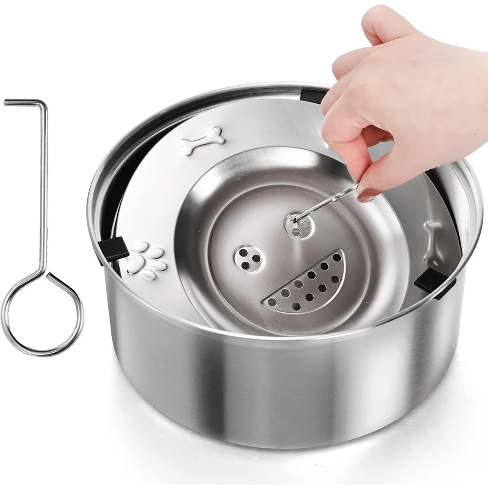 Dog Water Feeder Bowl,Big Capacity Stainless Steel Dog Cat Pet Floating Bowl,No Spill Anti-Splash Dog Water Dispenser Bowl