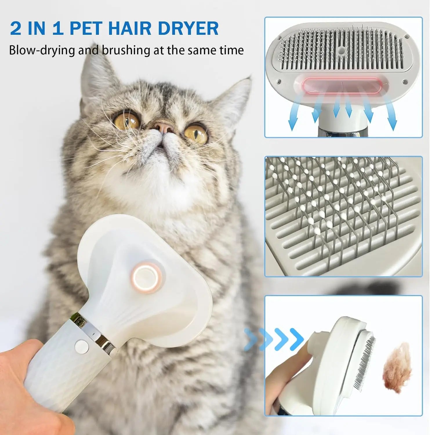 Dog Dryer Portable Dog Hair Dryer with 4 Nozzles,Dog Blow Dryer.