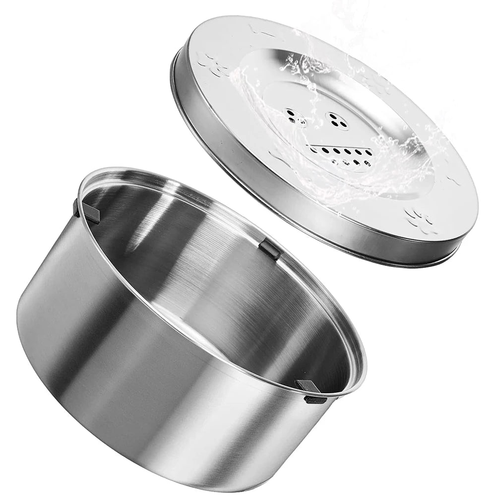Dog Water Feeder Bowl,Big Capacity Stainless Steel Dog Cat Pet Floating Bowl,No Spill Anti-Splash Dog Water Dispenser Bowl