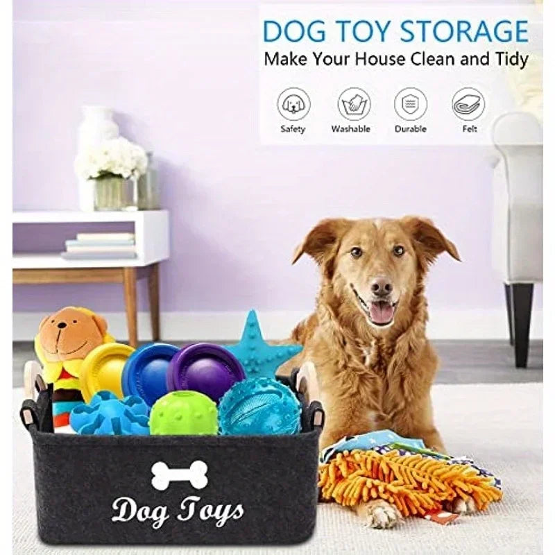 Felt pet toy box, dog toy box, storage basket box - perfect for organizing pets